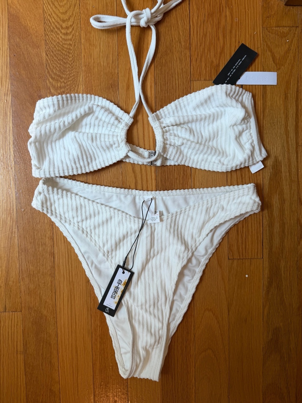 Asos 4th and reckless textured two piece bikini ivory size medium